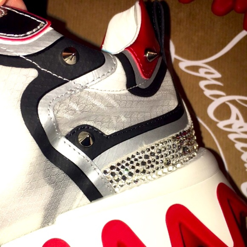 BNIB Christian Louboutin Sharkina Strass Spike Sneakers - Picture 12 of 15